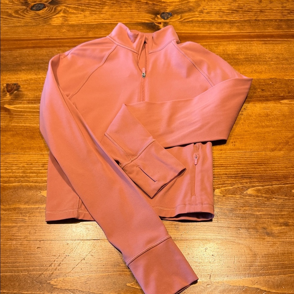 CRZ Yoga Pink Cropped Quarter-Zip Pullover